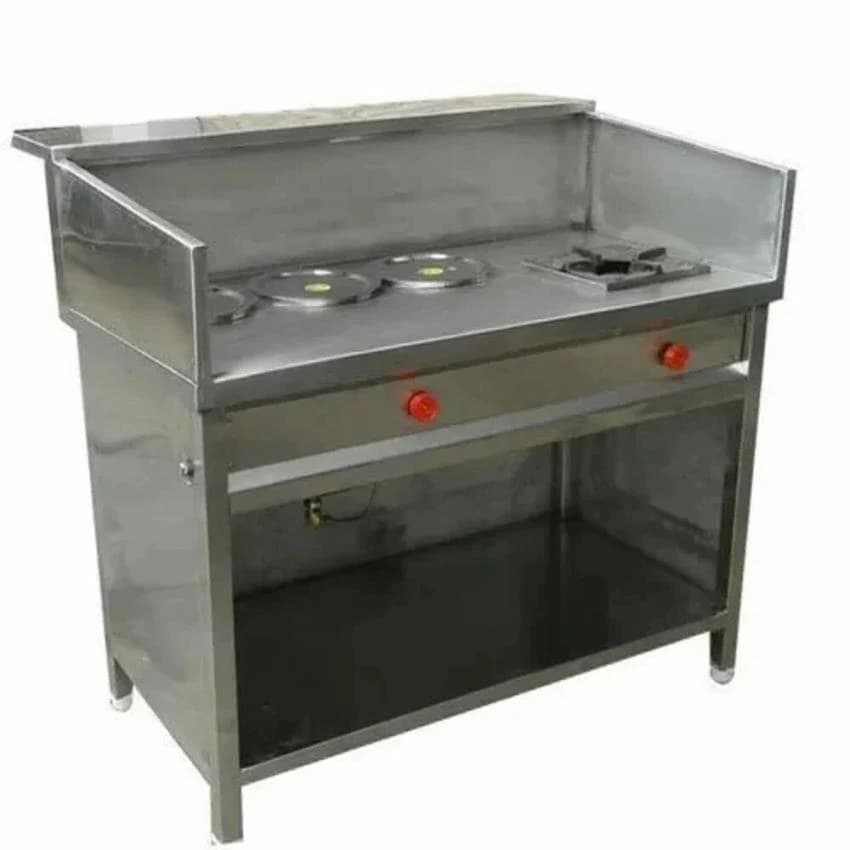 Stainless Steel Tea Counter, For COMMERCIAL COOKING, With Burner