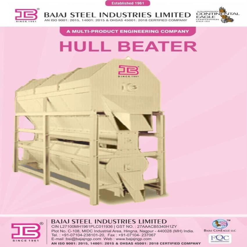 Hull Beater Seed Cleaner, Capacity: 200 Tpd