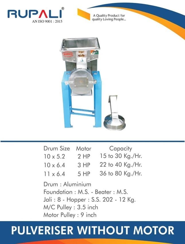 MS/SS Pulverizer, Automation Grade: Semi-Automatic, Capacity: 500 Kg/Hr