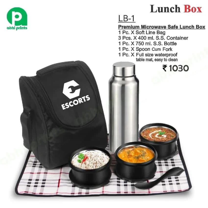 Stainless Steel Lunch Box With Bottle, 3
