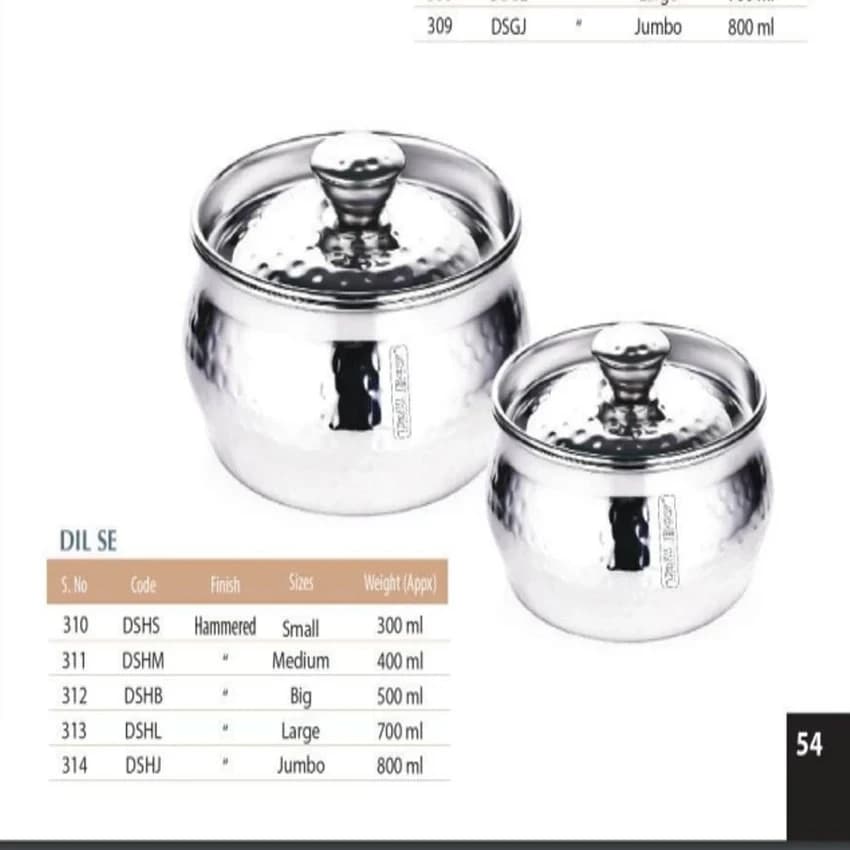 250 mL Stainless Steel dilse storage container glossy finished