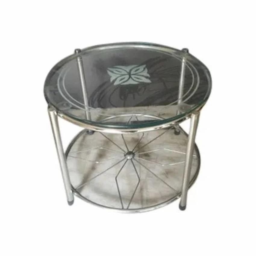 Silver Glass Round Table, Height: 1-2 feet