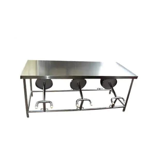 SS Dining Table With Stool-6 Seater