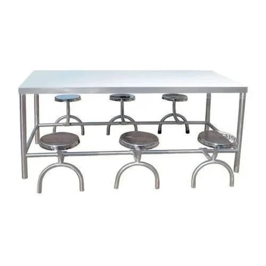 Stainless Steel Dining Table With Stool