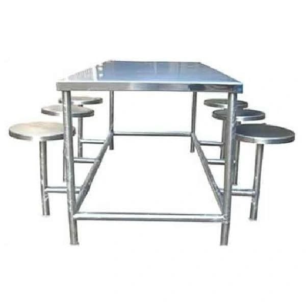 Stainless Steel Standard Height Ss Six Seater Dining Table