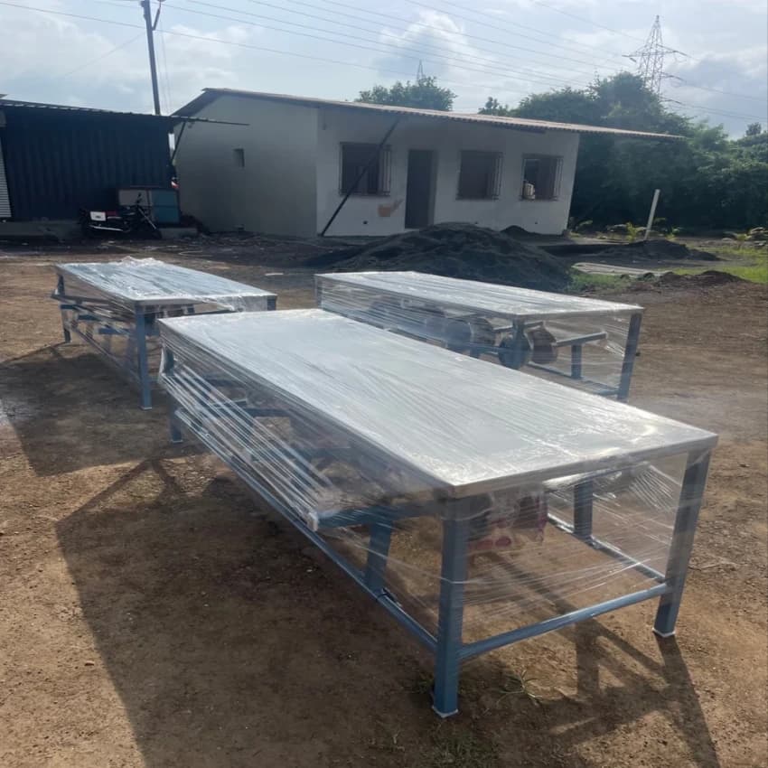 8 Seater Stainless Steel Canteen Table