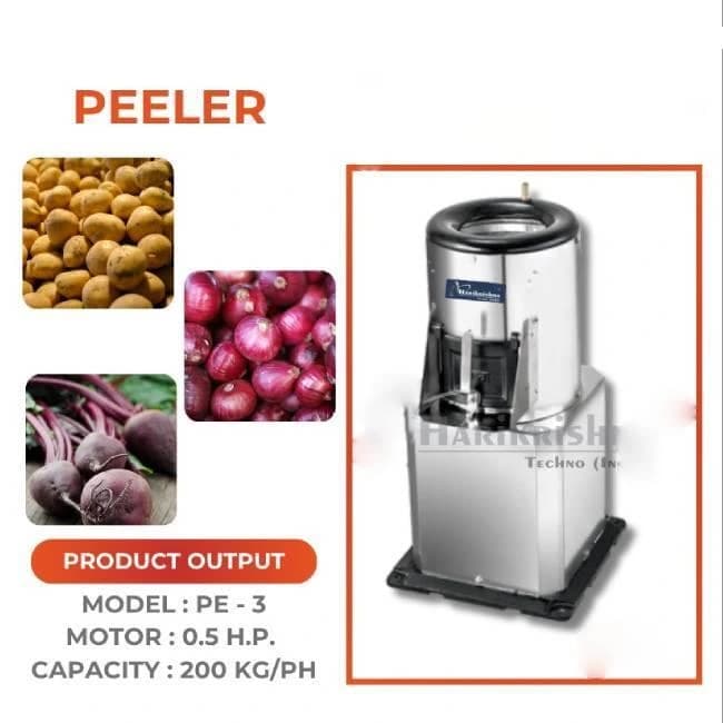 Stainless Steel PE - 3 Potato Peeler, Capacity(Kg/Hr): 200 kg/hr