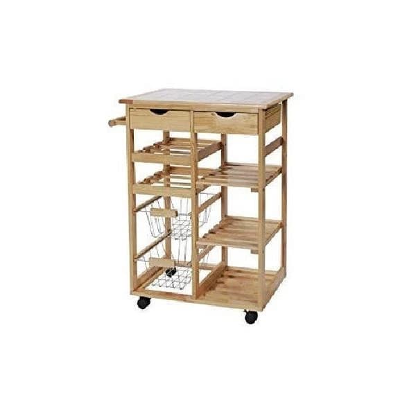 Wooden Portable Kitchen Trolley