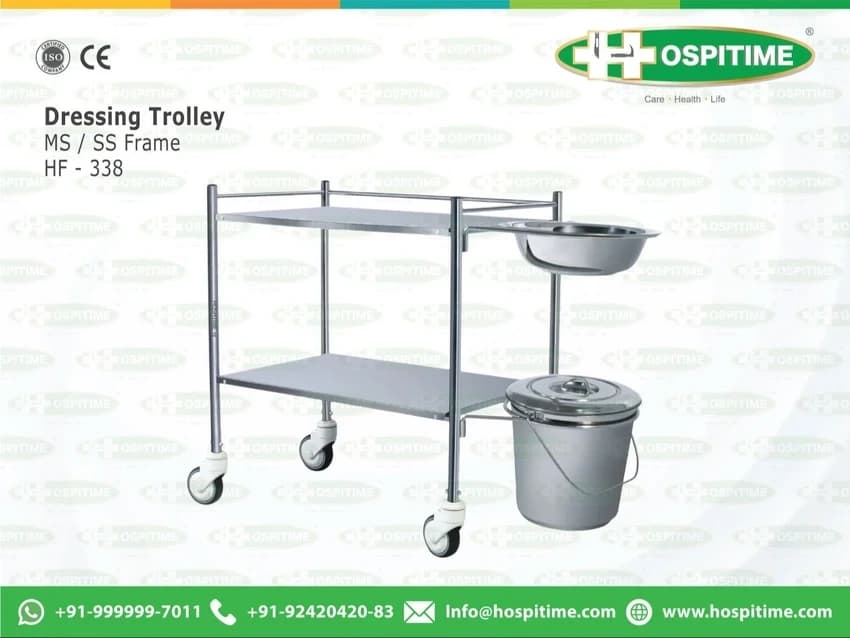 Stainless Steel Hospitime SS Dressing Trolley, For Hospitals, Size: 24*18*32 Inch