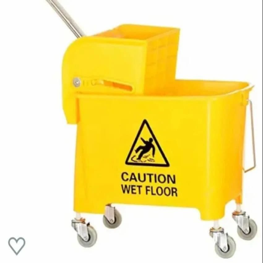 Yellow Plastic Mop Wringer Trolley, Cart Size: 55x30x17 Inch (h*l*d), Bucket Capacity: 34 Liter