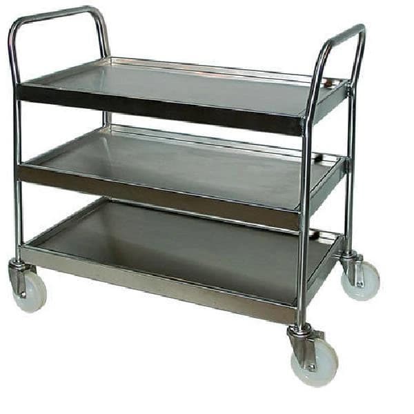 Silver Stainless Steel Tray Trolley