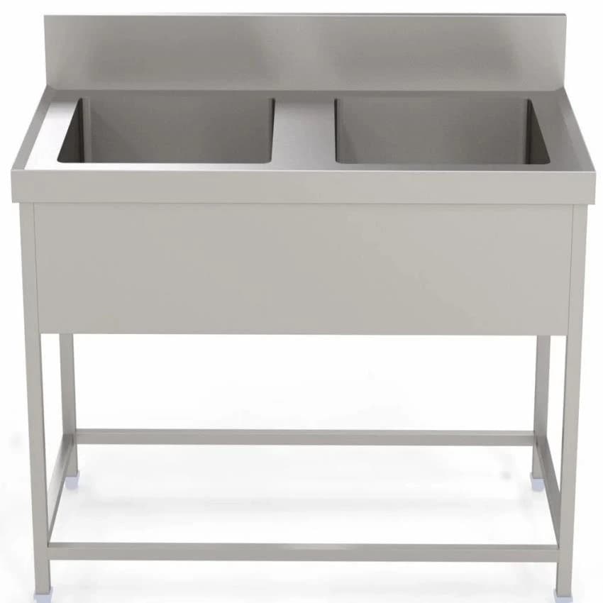 PARTH Double Two Sink Unit, For Dish Washing, Size: 1200X600X850+150MM