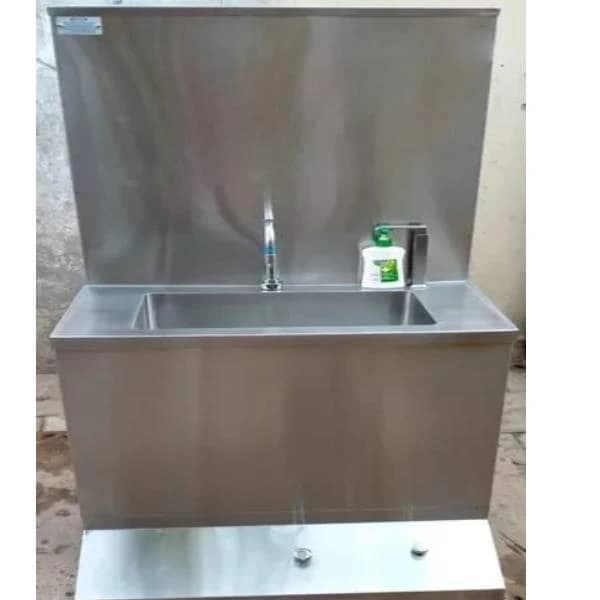 Foot Operated Hand Wash Sink with Foot Operated Soap Dispenser
