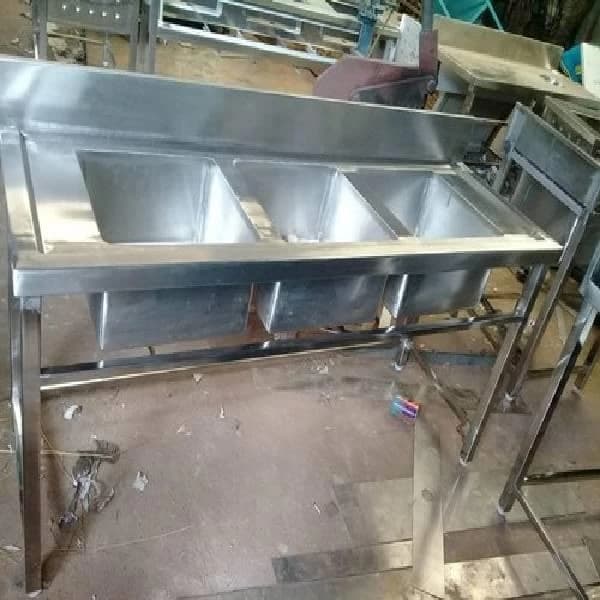 Stainless Steel Three Sink Unit