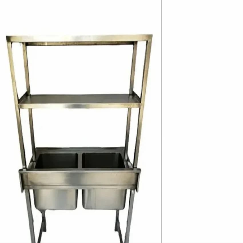 SKE Stainless Steel Two Sink Unit With Shelve