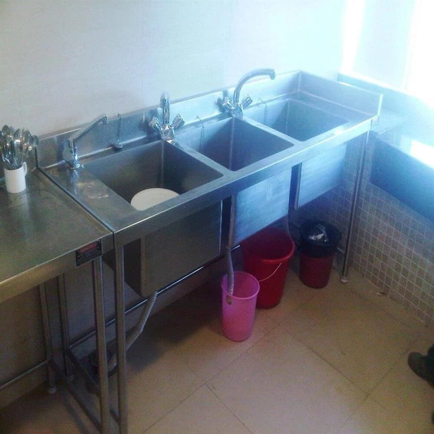 Harrison's Rectangular Stainless Steel Three Sink Unit With Work Top