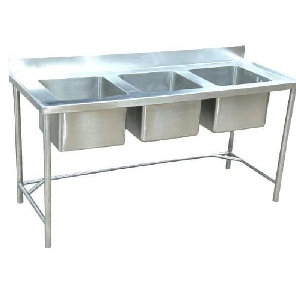 Stainless Steel Three Sink Unit