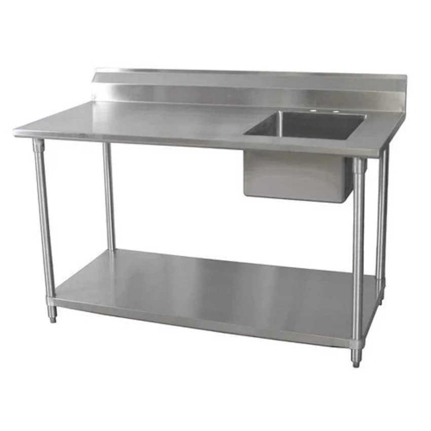 Stainless Steel Polished Single Sink Working Table, Sink Shape: Rectangular, Number Of Sinks: 1