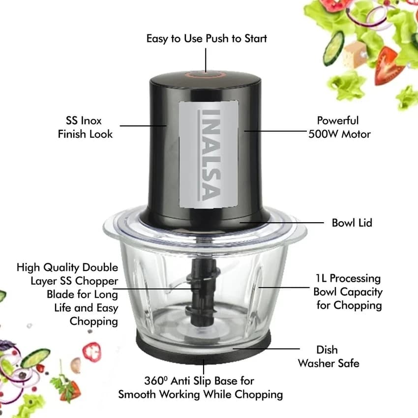 Capacity: 500 mL Mini Chopper Multi Chop