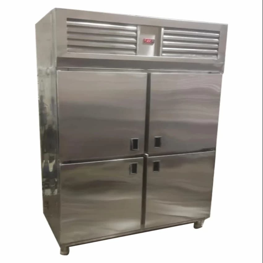 Silver Commercial Four Door Vertical Refrigerator, 1000 L