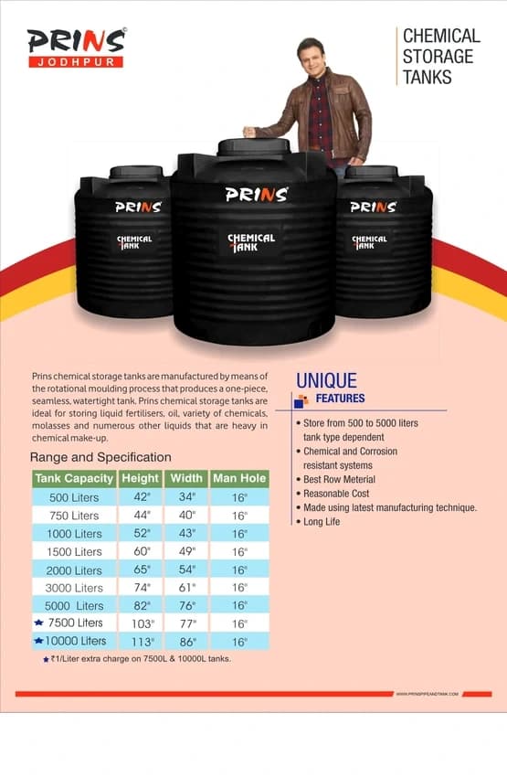 White PVC Water Storage Tank, 2000 L