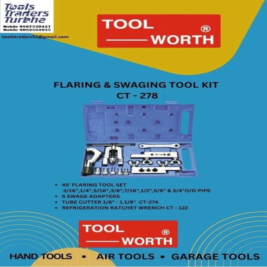 TOOLWORTH Mild Steel FLARING & SWAGING TOOL KIT CT-278, 8 Inch