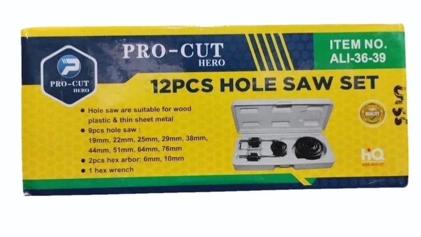 Mild Steel Pro Cut Hero 12 Pieces Hole Saw Set, For Construction