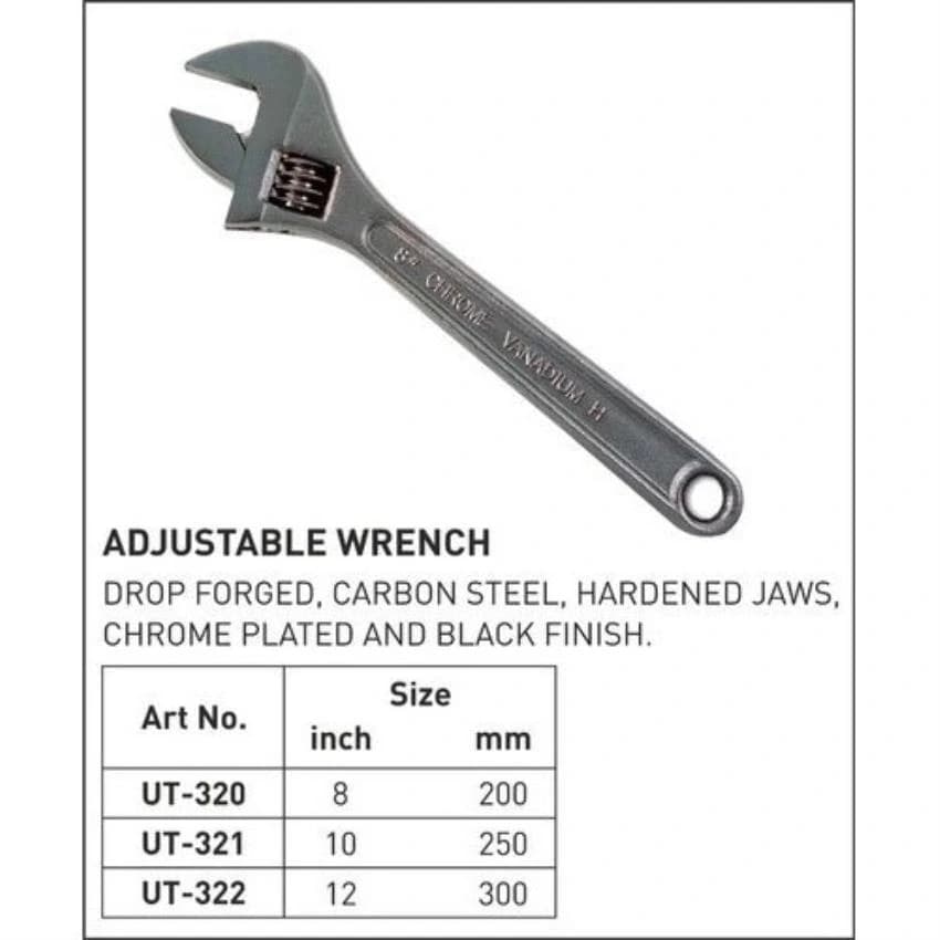 Black unison Adjustable Wrench, Size: 8 Inch