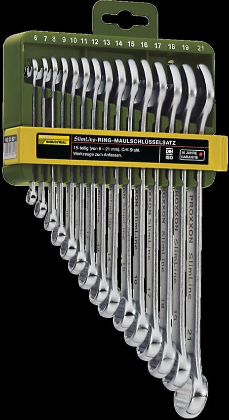 Taparia Chrome Vanadium 15-Piece Slimline Combination Spanner Set. TOOLWORTH, Model Name/Number: 23851, Size: 6 To 21