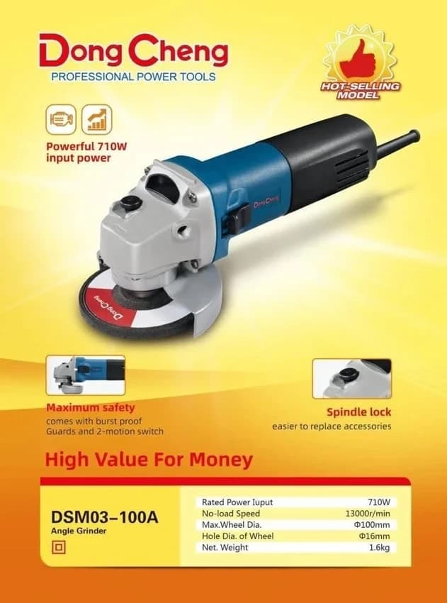 Dongcheng DSM03-100A 4 inch Angle Grinder 710 Watt