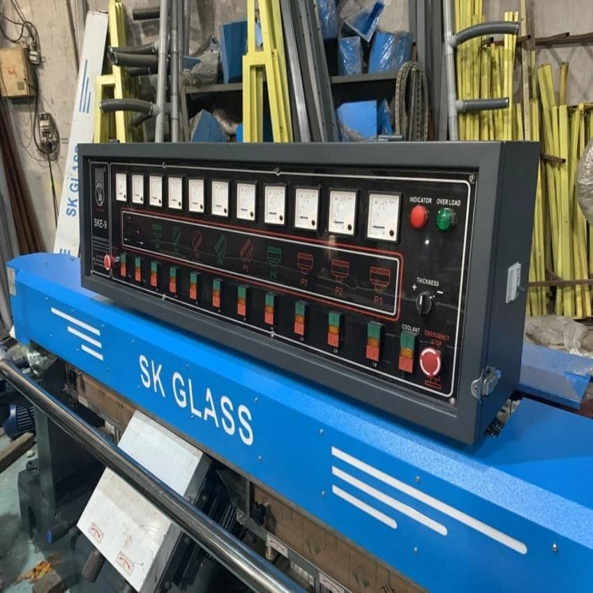 Glass Straight Line Edging Bevelling Polishing Machine 9 Spindle