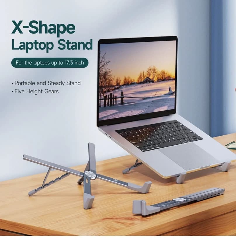 Lightweight Strong And Foldable x Laptop Stand, Metal