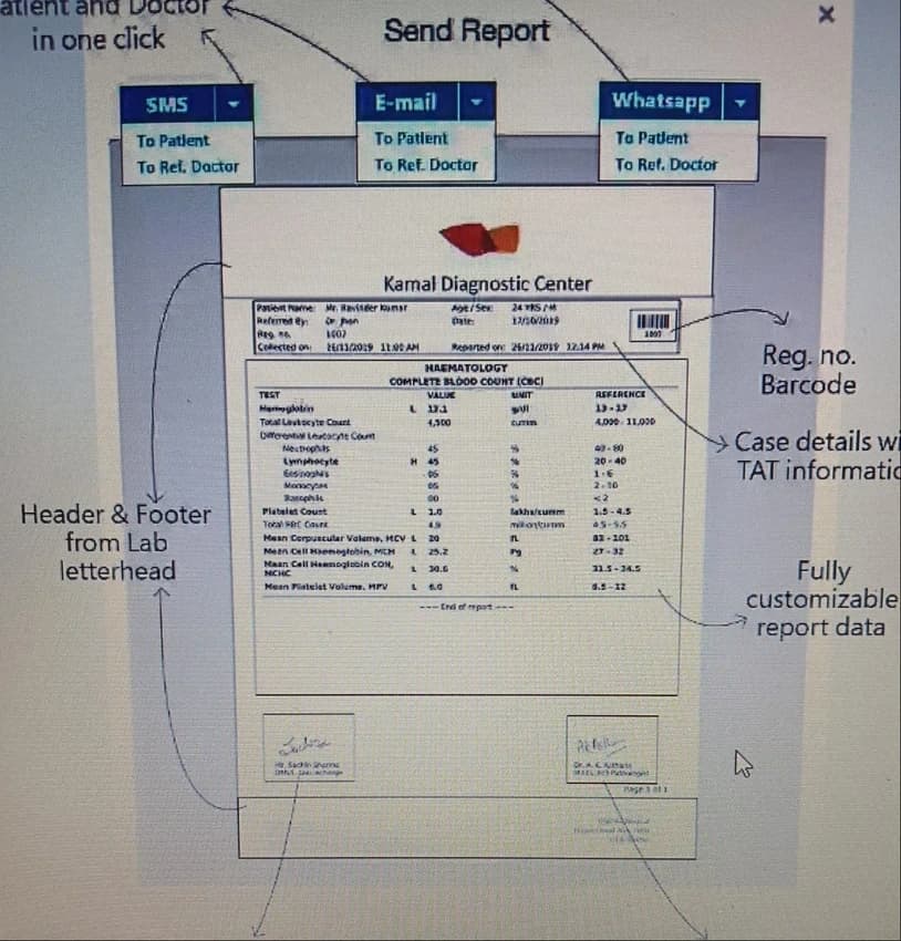 Online Delivery report software Pathology Lab Software