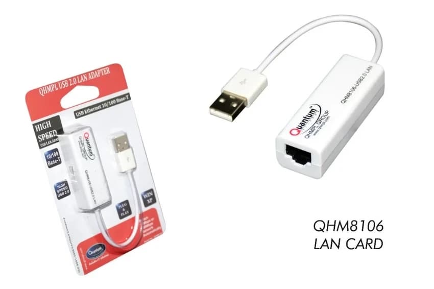 White Quantum USB Lan Card, 10 Mbps, Model Name/Number: QHM8106