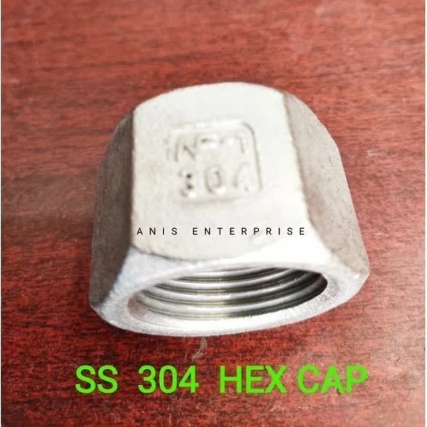 SS 304 Hex Cap, Size: 1/4""