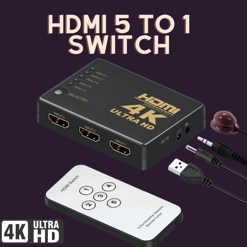 Hdmi Cctv Switcher 5 Input 1 Output