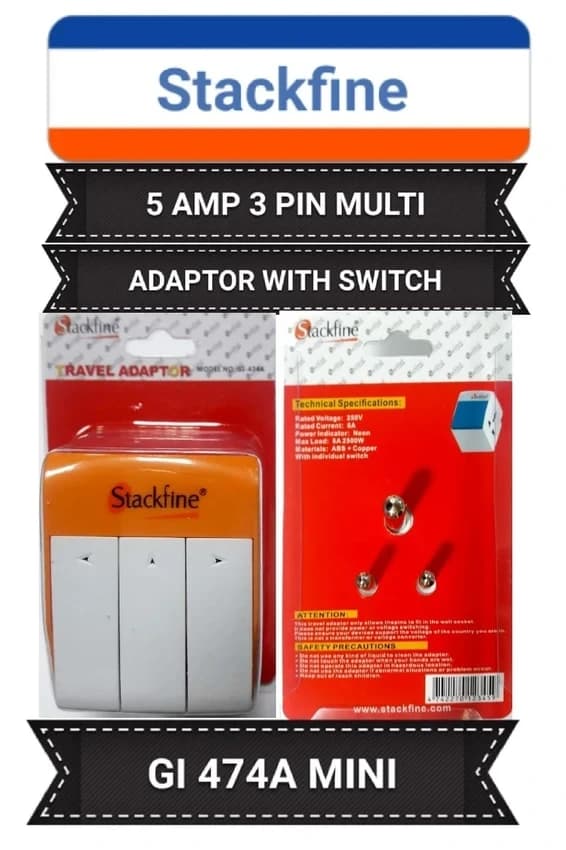 White 3 pin Multi Switch Adaptor