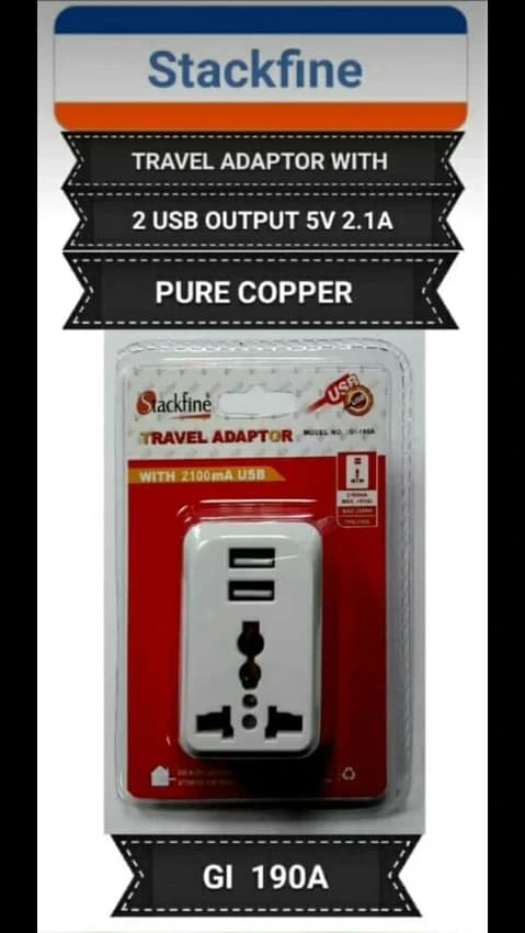 Travel Adapter With 2 USB Socket