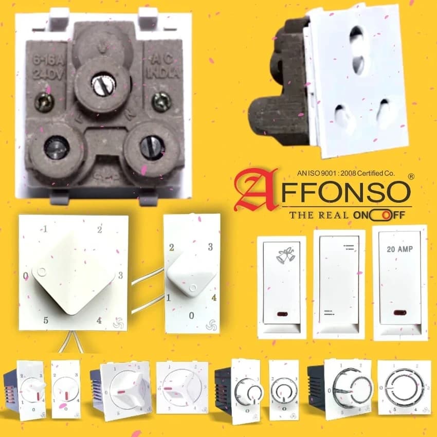 Polycarbonate 16 amp 3 Pin Socket Universal, Porcelain Socket chinni Mitti, White