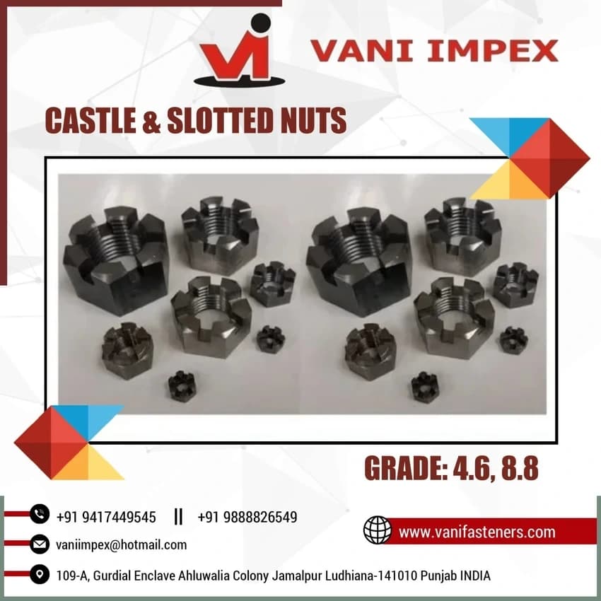 VI Mild Steel,En-8 Slotted Castle Nuts
