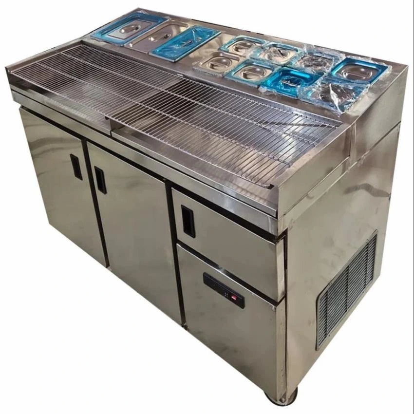 Stainless Steel Rectangular Pizza Makeline Counter, For Commercial Use, Size: 5.5x2.5 Feet