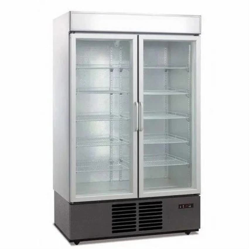 Silver/Gray Stainless Steel Double Glass Door Chiller