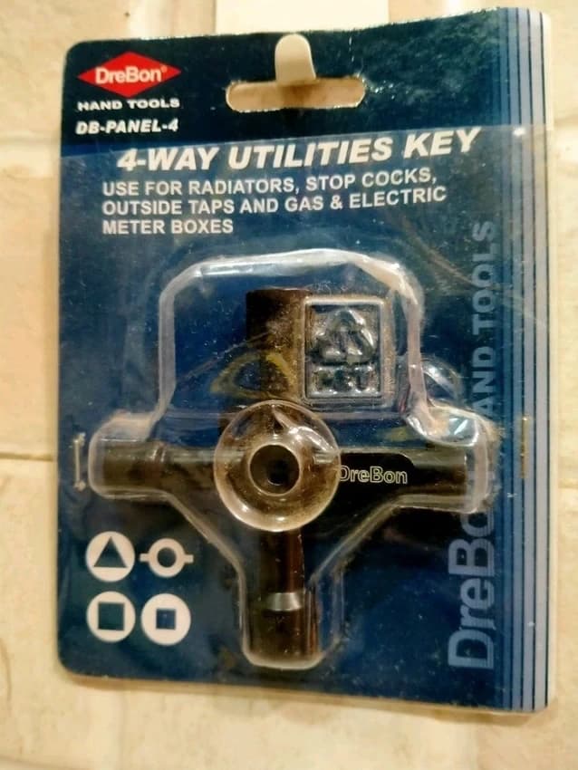 4 Way Utilities Key - Stainless Steel