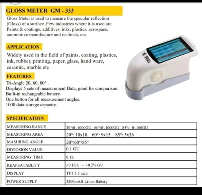 Gloss meter tripple angle, For Industrial, Model Name/Number: 3nh