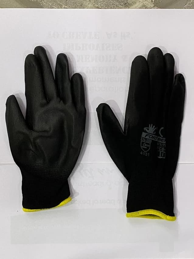 Full Fingered Pu Palm Fit Black Gloves, Size: Free Size