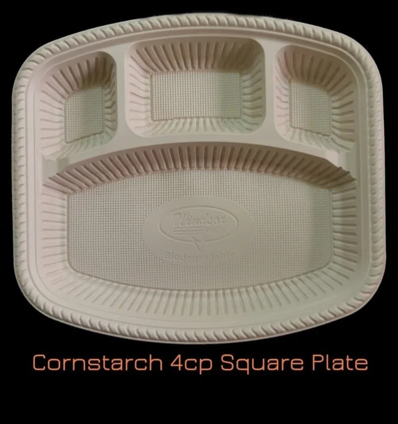Plastic 4 CP Cornstarch squar plate