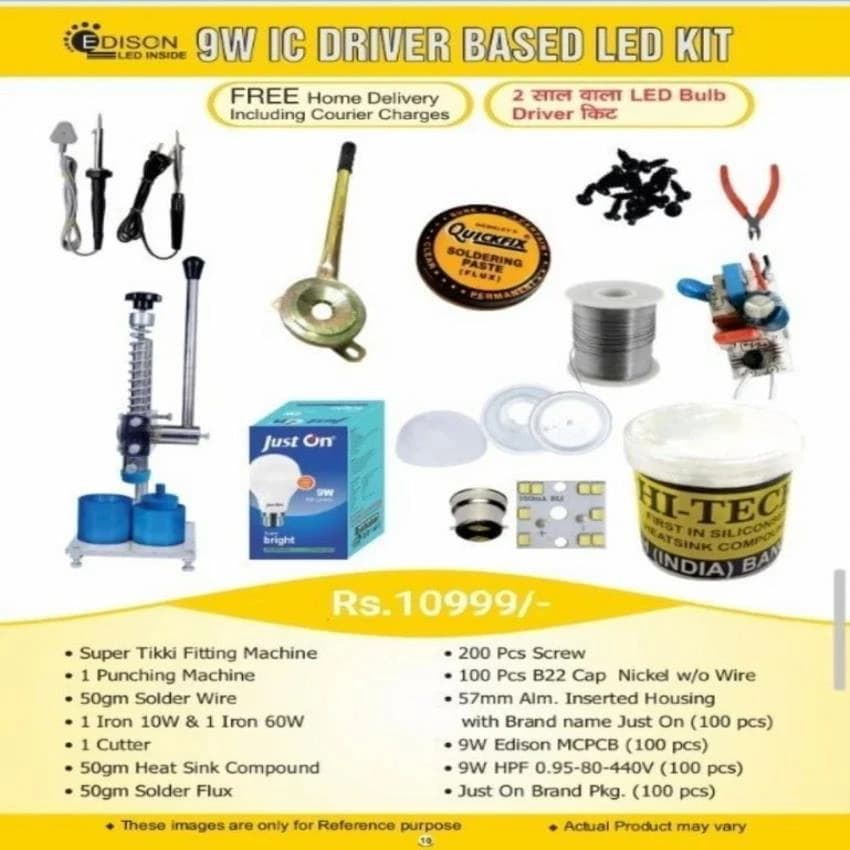 9W IC DRIVER BASE LED BULB ASSEMBLY MANUFACTURING KIT, 0.9 Hpf