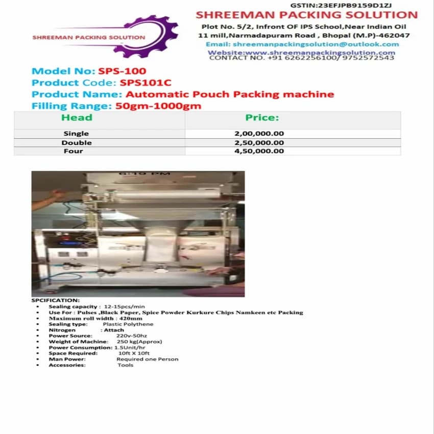 220 V Single Phase Potato Chips Packing Machine, Automation Grade: Automatic