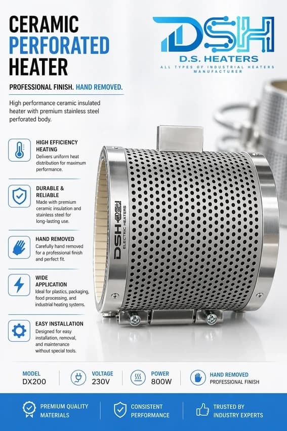 Ceramic Perforated Heater, 1000 W, 230 V