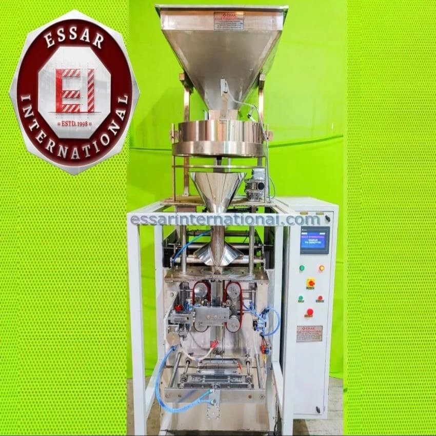 Heat Sealable Laminated Films Pneumatic Essar International Cup Filler Pouch Packing Machine, Packaging Type: Collar Type